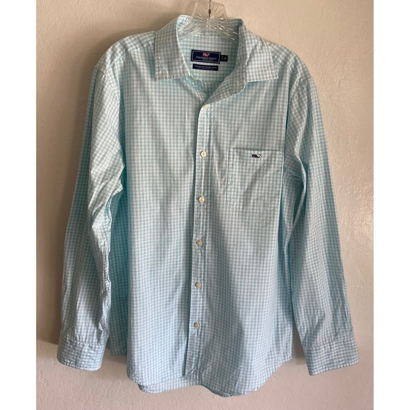 Vineyard Vines Gingham Tucker Shirt Classic Fit Long Sleeve Button-Up Size M EUC - Picture 3 of 10